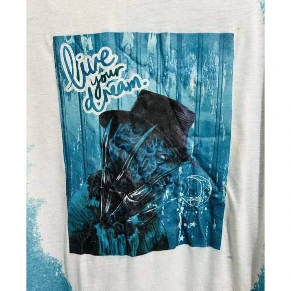 Freddy Krueger Nightmare on Elm Street Halloween "Live your Dream" Blue T Shirt - Picture 4 of 14